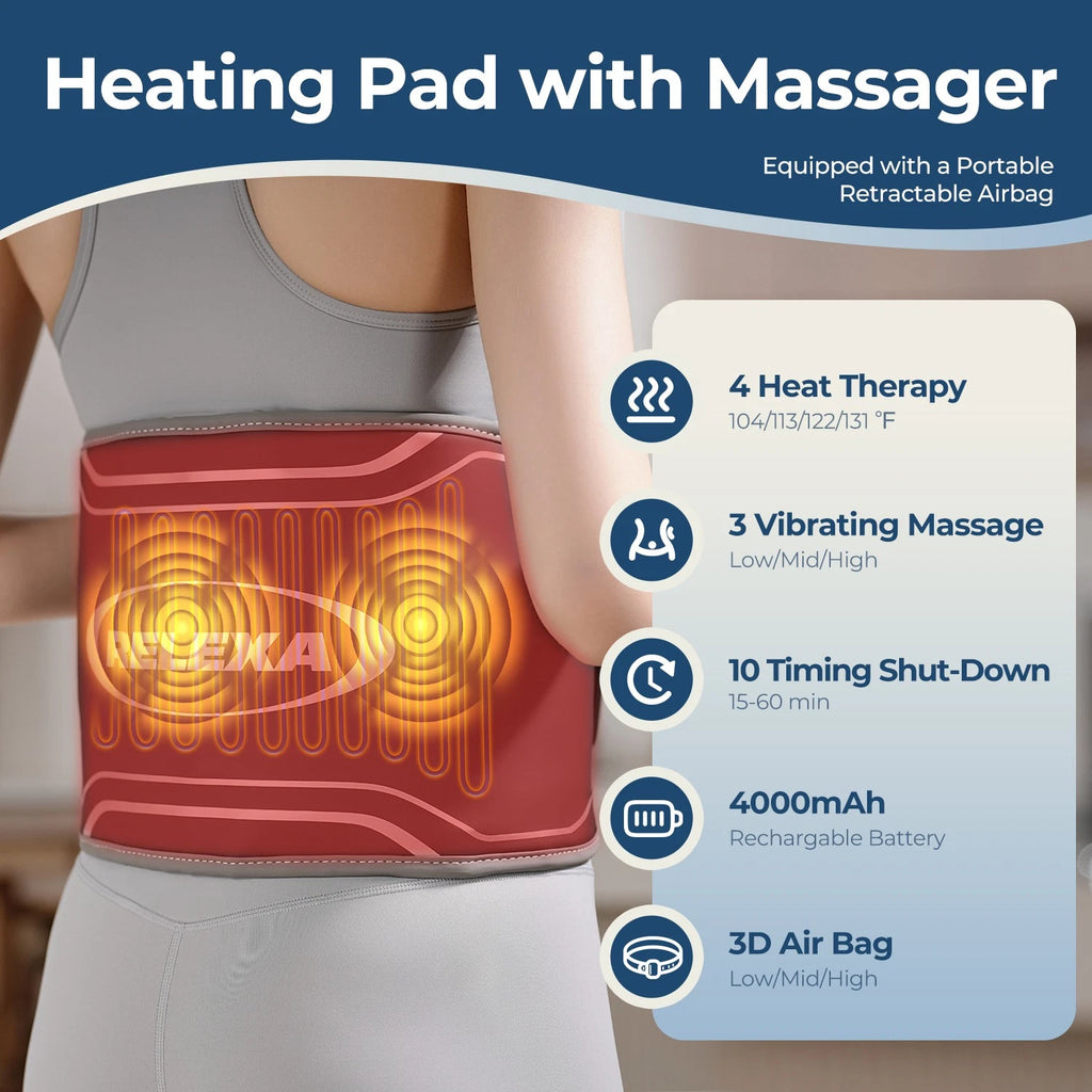 Heating Massager Belt Air Compression Vibration Lumbar Belt Heating Pad Cordless