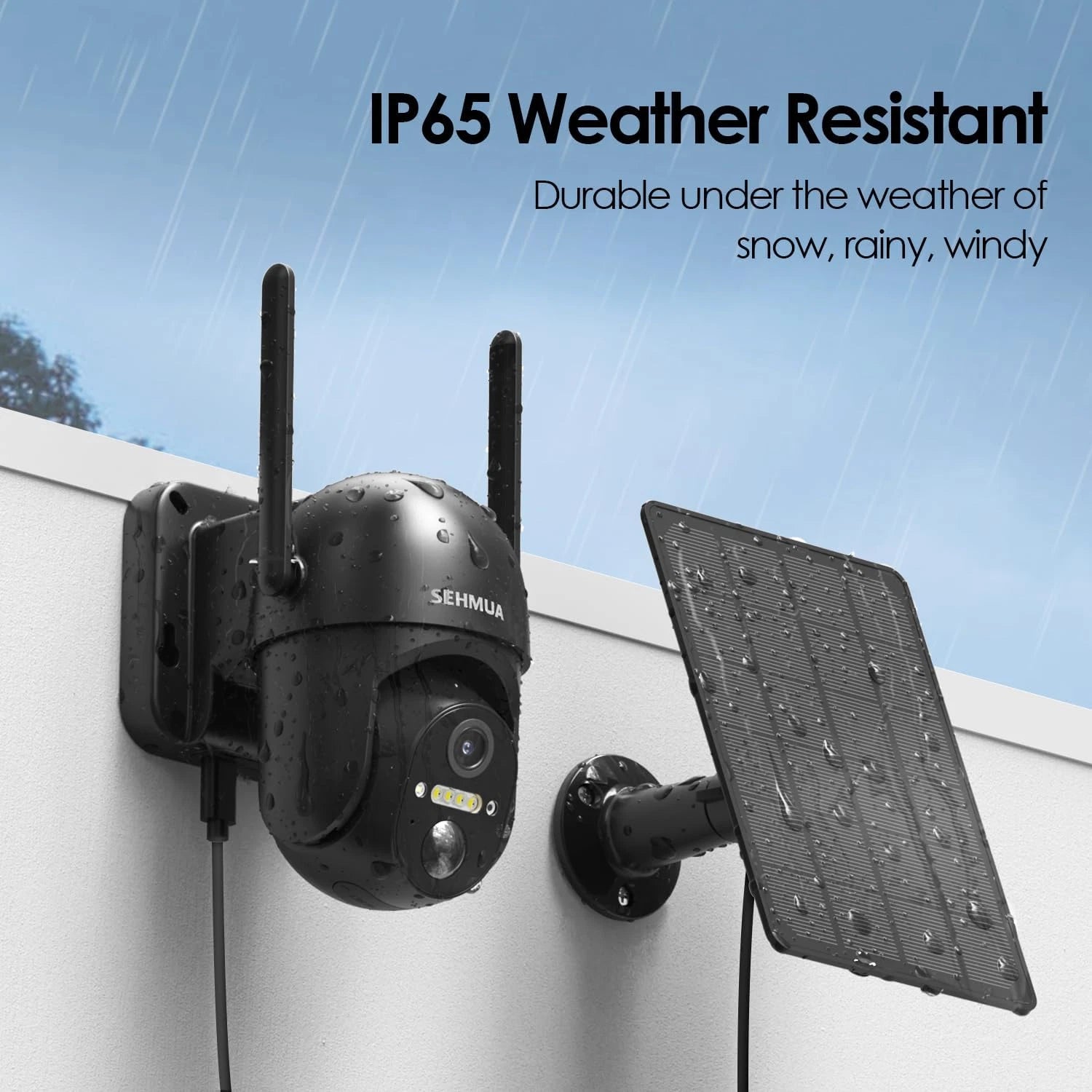 SEHMUA Solar Security Cameras Wireless Outdoor, 2K 360 View Battery Powered Out