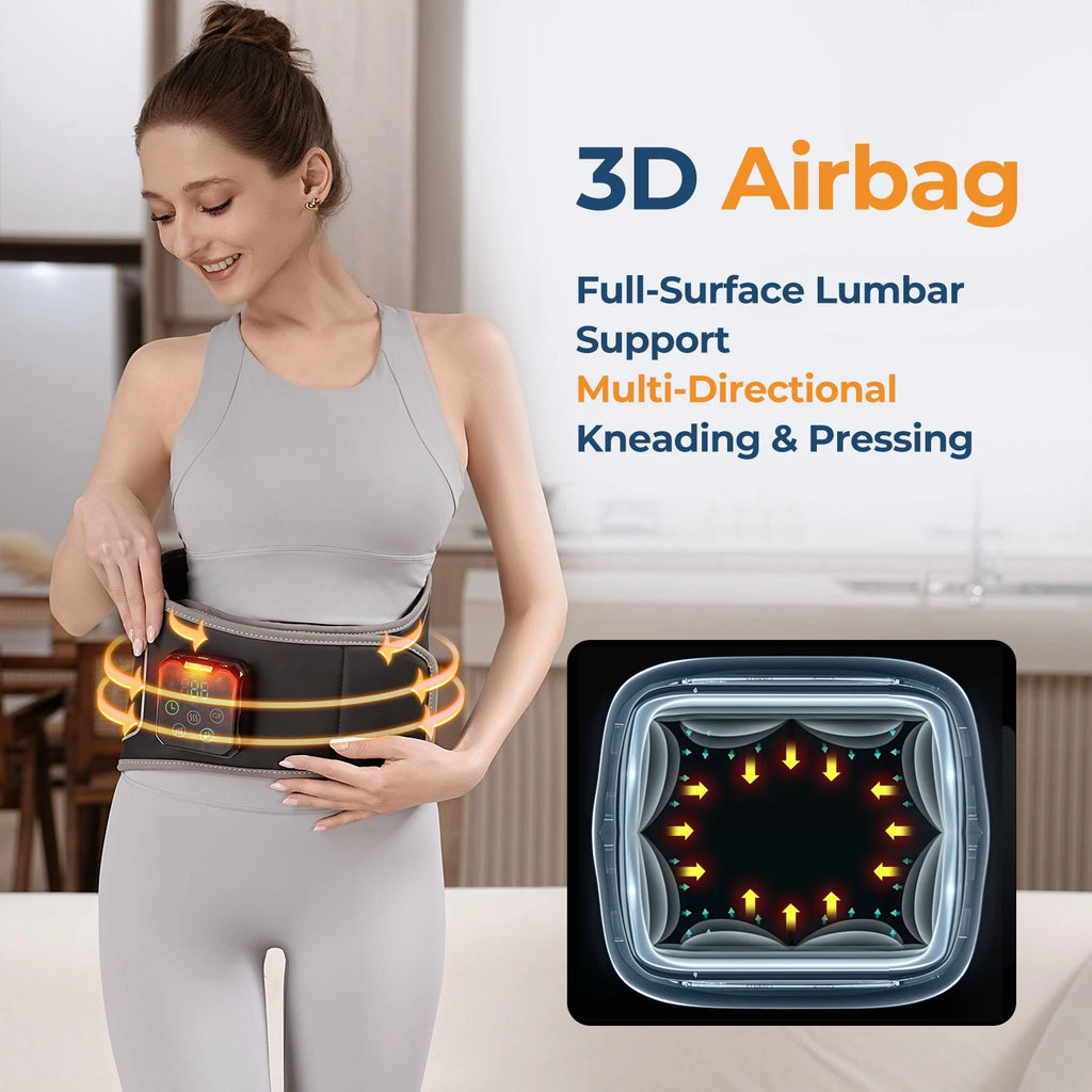 Heating Massager Belt Air Compression Vibration Lumbar Belt Heating Pad Cordless