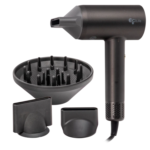 SciLife 1400W High Speed Ionic Hair Dryer with Magnetic Wall Mount (Black)