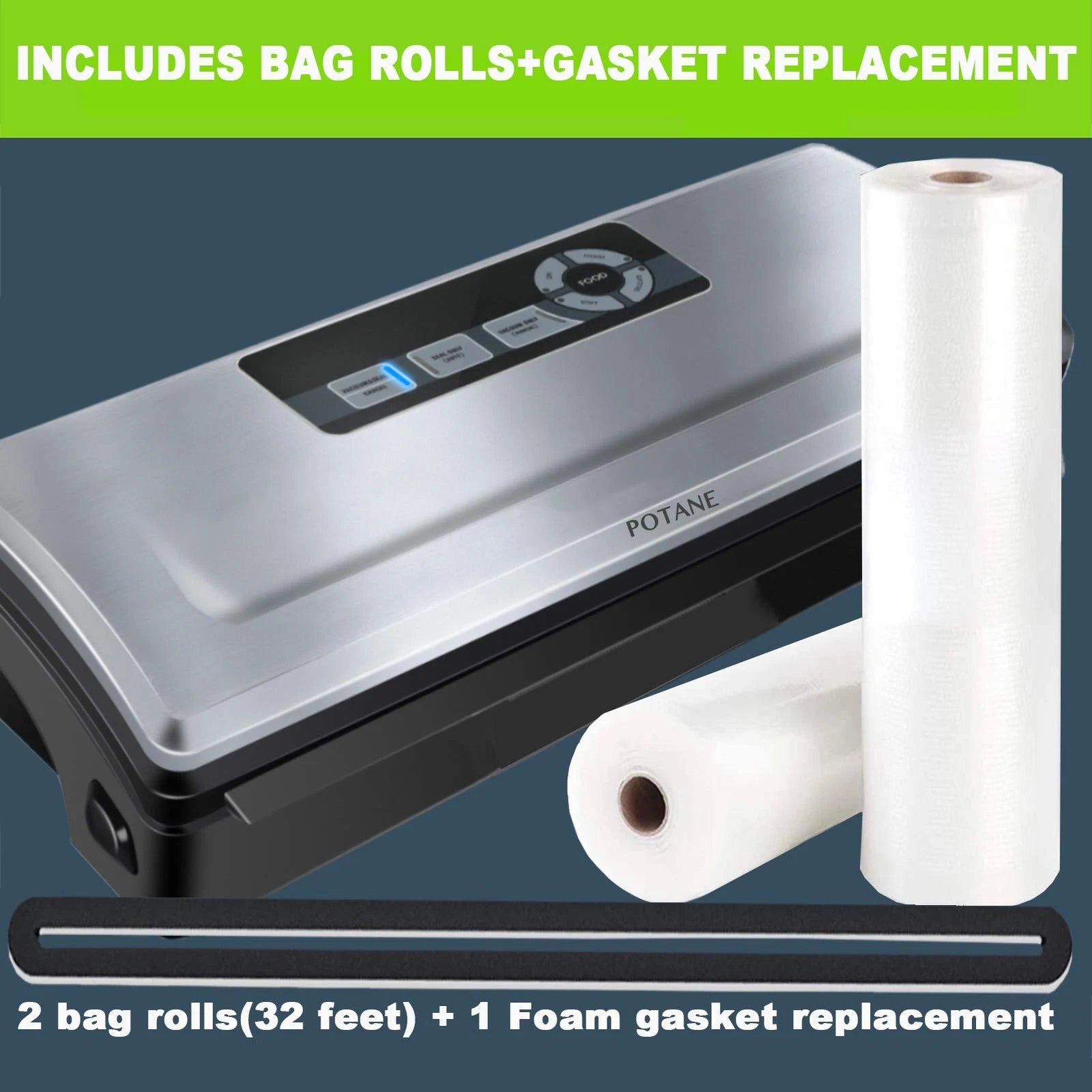 POTANE Vacuum Sealer Machine, 85kPa Pro Food Saver, 8-in-1 Easy Presets, 4 Kit