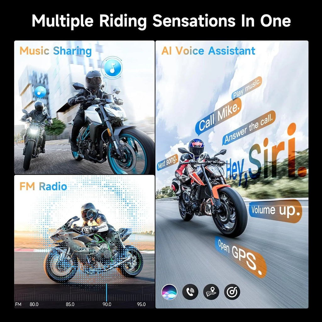 Moman H2E Eagle-Like Motorcycle Helmet Intercom Headset Music Sharing/AI Voice