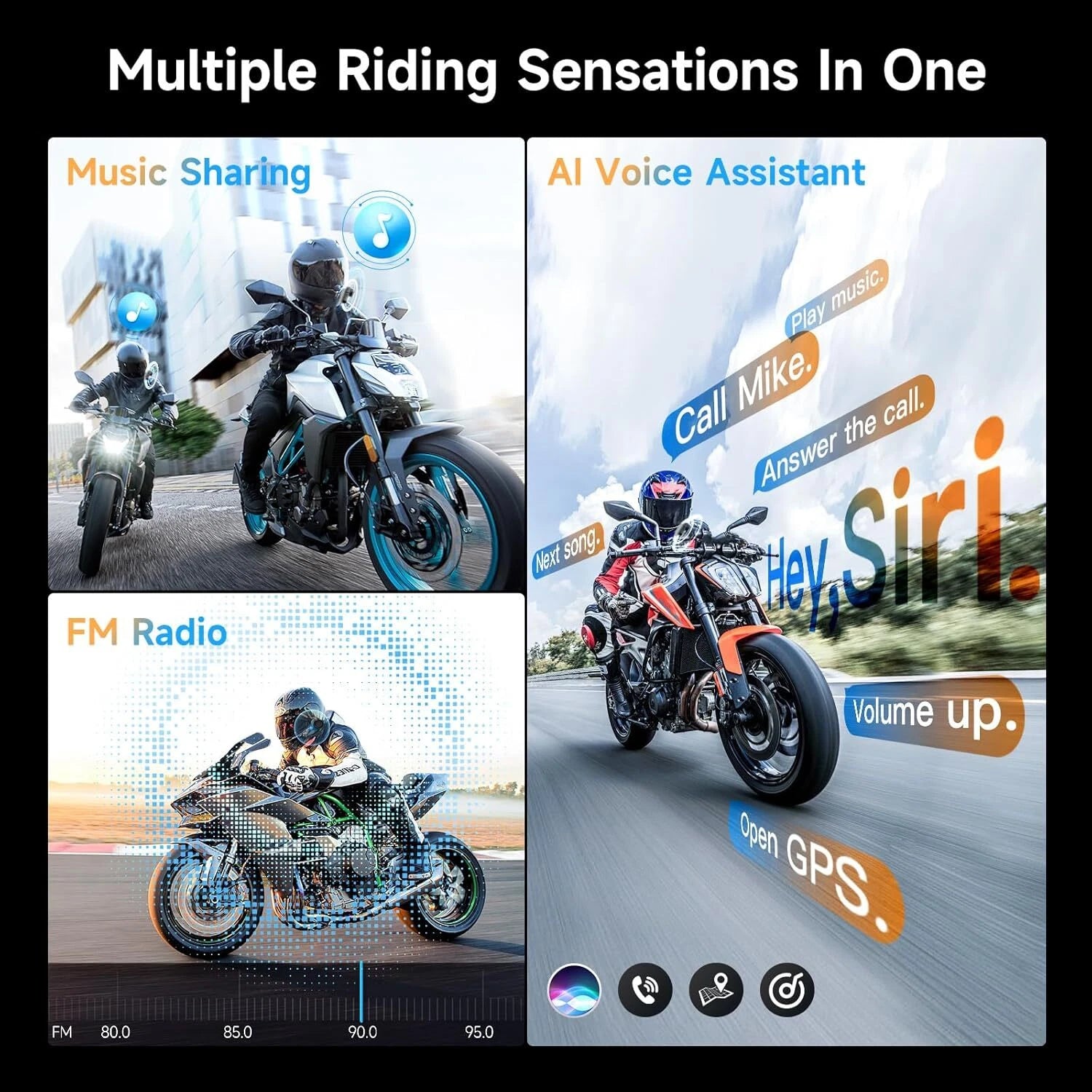 Moman H2E Eagle-Like Motorcycle Helmet Intercom Headset Music Sharing/AI Voice