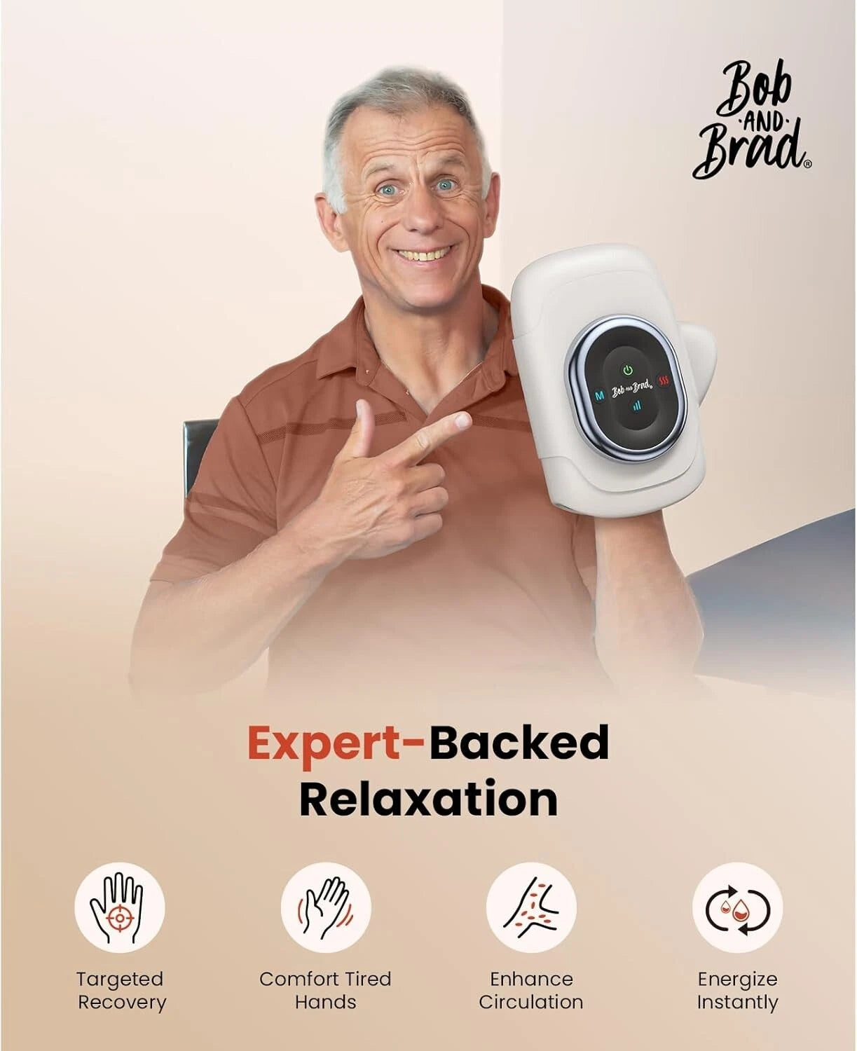 Bob and Brad Hand Massager Heat HandSpa Compression Arthritis Relief Portable