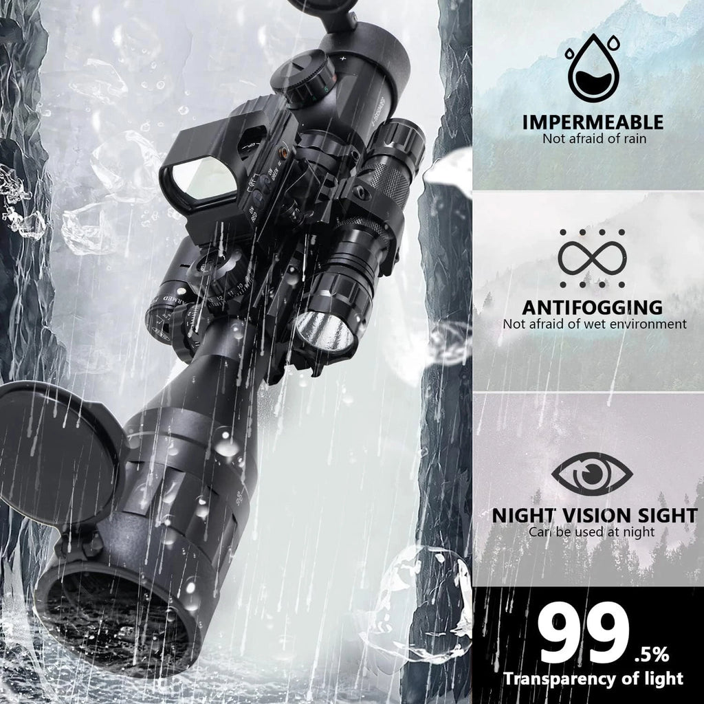 Qande 4-16x50AO Rifle Scope Red/Green Illuminated Reflex with Green Laser Sight