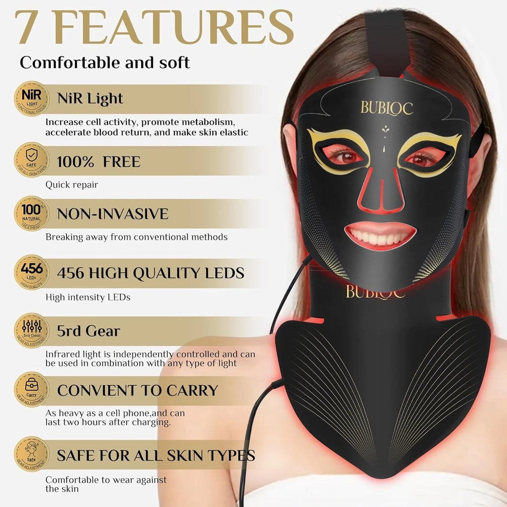 Red Light Therapy Mask Set, Led Mask Light Therapy for Face & Neck, Near-Infrare