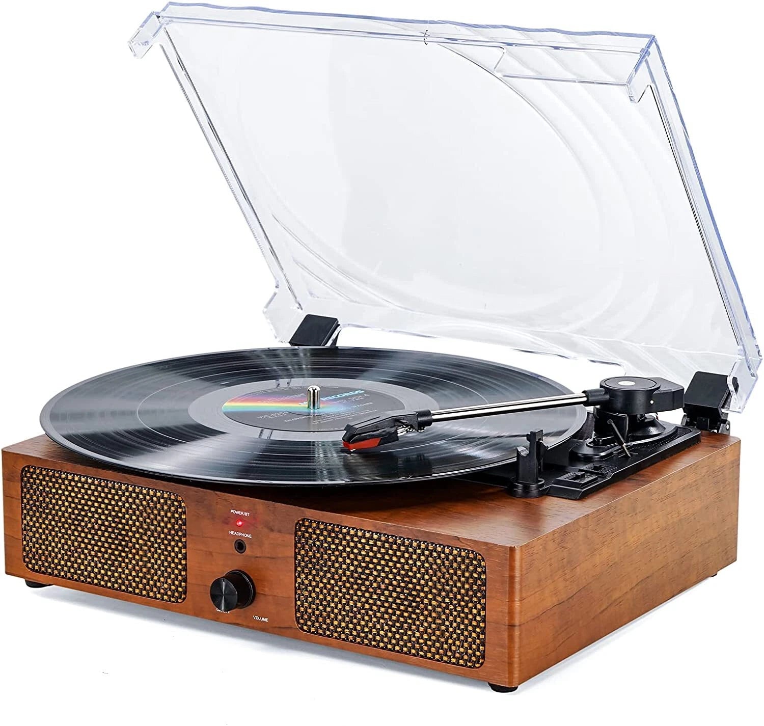Vinyl Record 3 Speed Player Wireless Bluetooth Turntable with Built-in Speakers