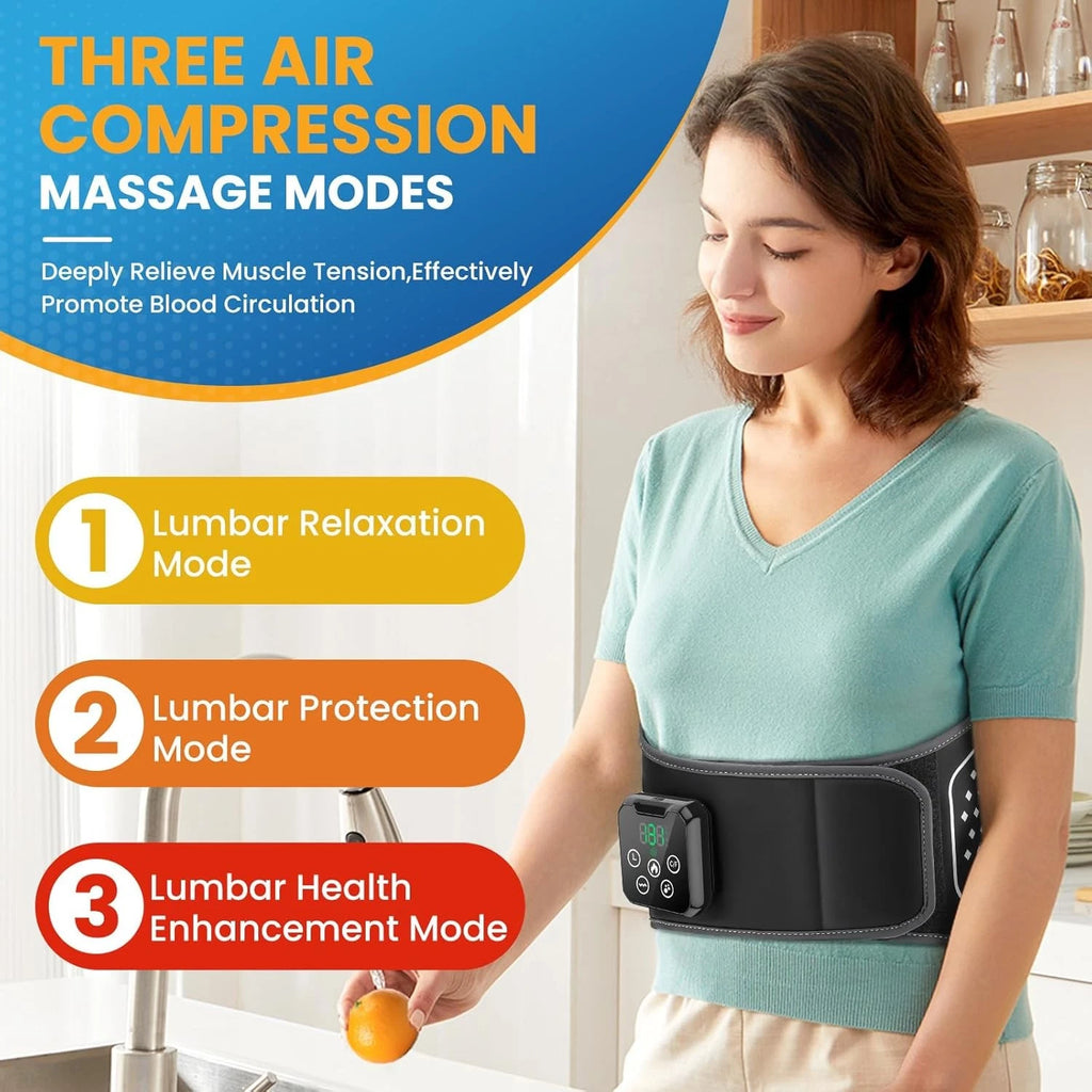 Heating Massager Belt Air Compression Vibration Lumbar Belt Heating Pad Cordless