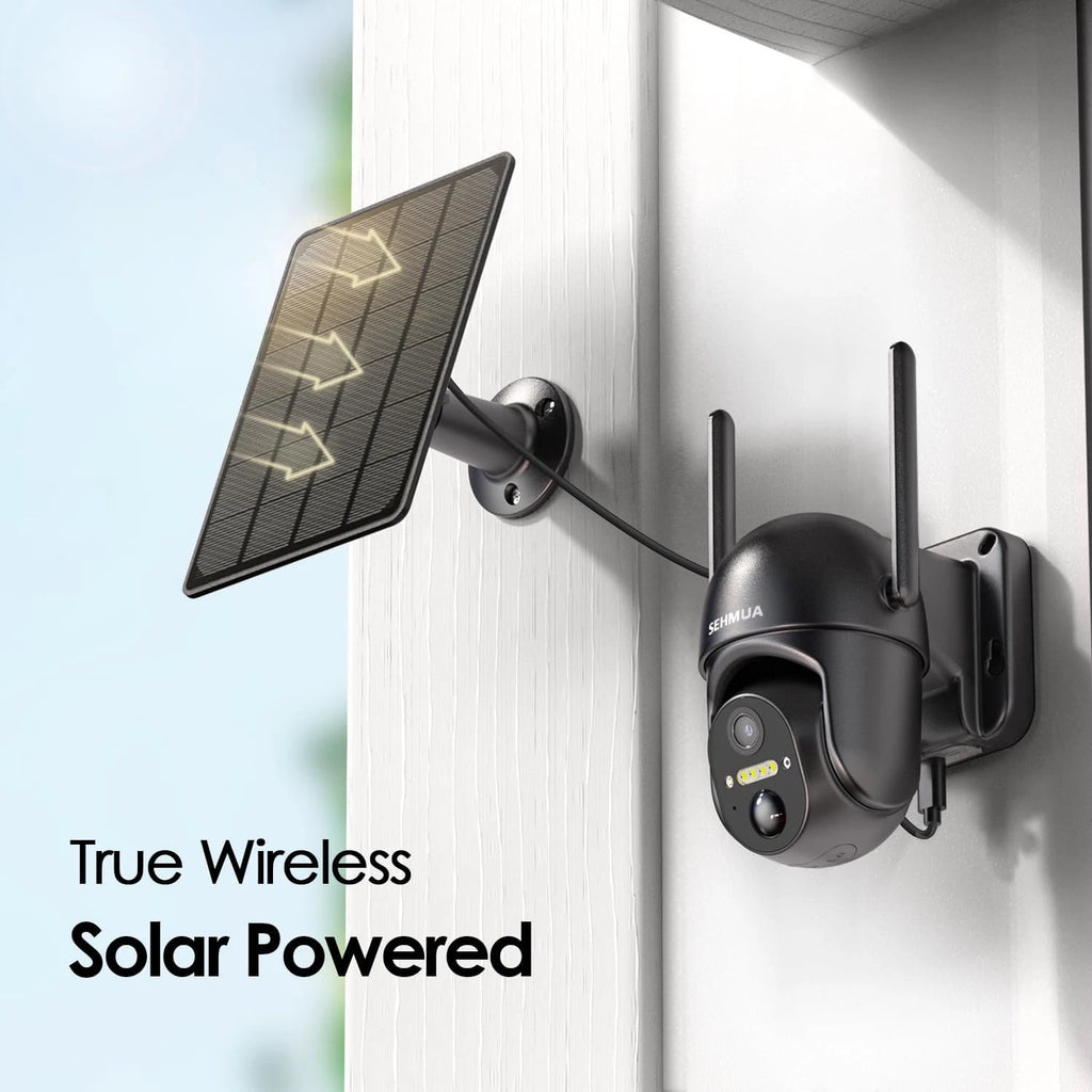 SEHMUA Solar Security Cameras Wireless Outdoor, 2K 360 View Battery Powered Out