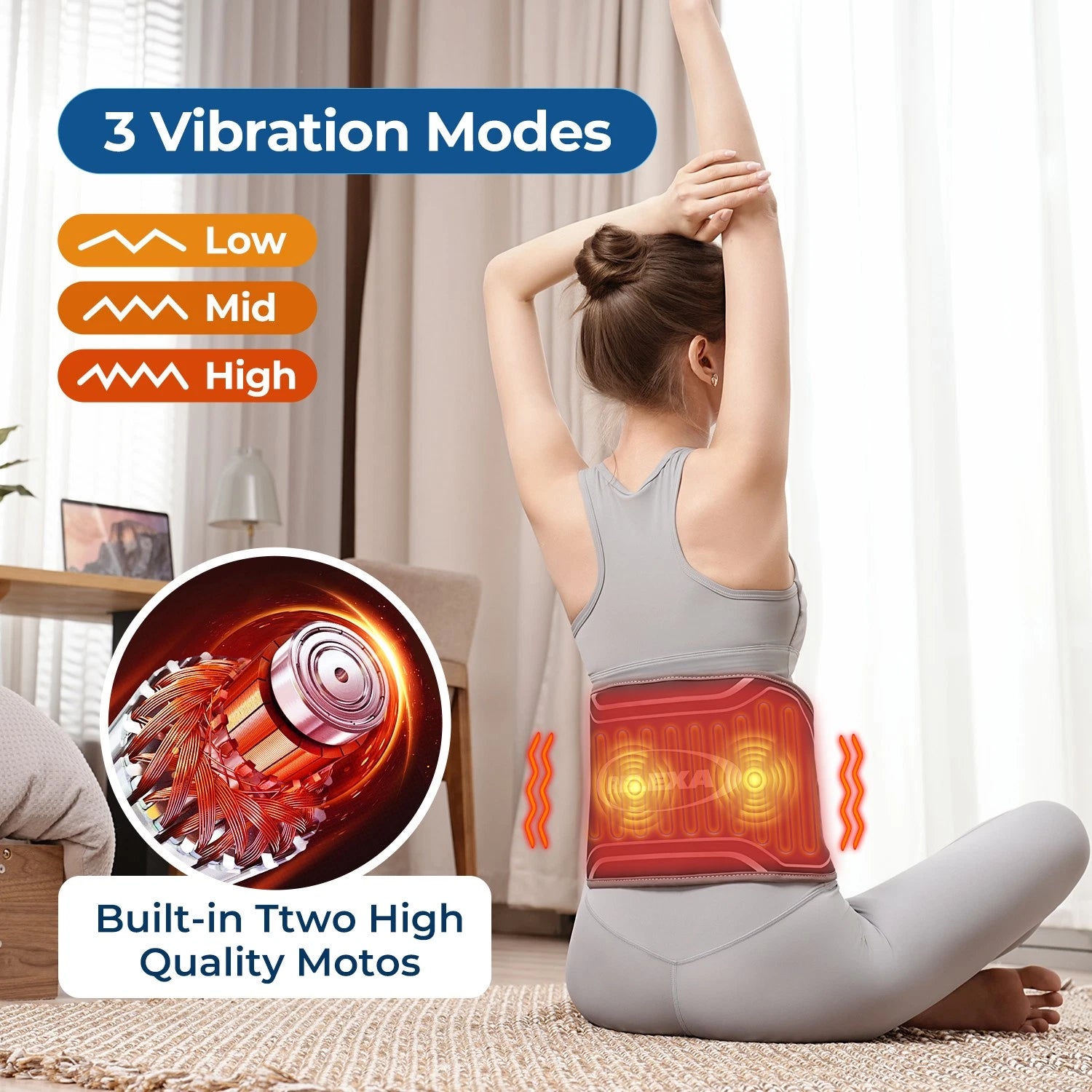 Heating Massager Belt Air Compression Vibration Lumbar Belt Heating Pad Cordless