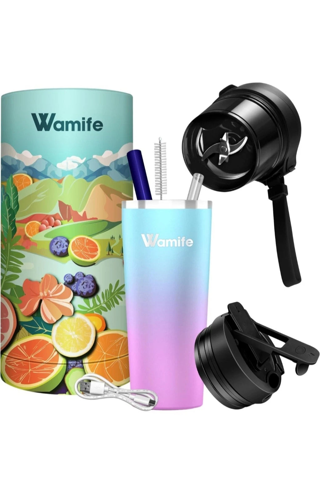 Wamife Portable Blender 16oz personal blender-Portable. USB-C Rechargeable